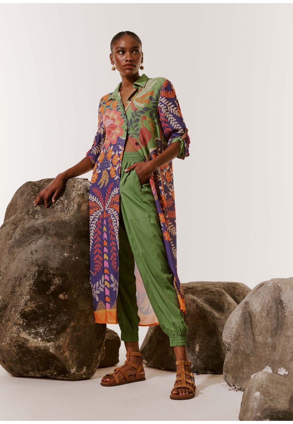 Chemise Maxi Midi Estampada Copaíba