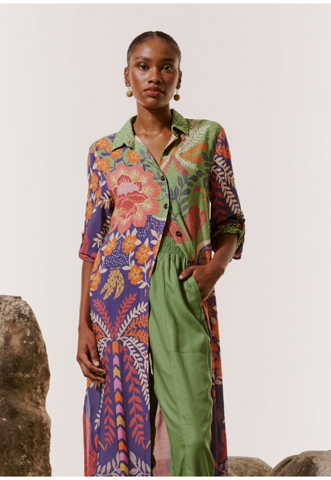 Chemise Maxi Midi Estampada Copaíba