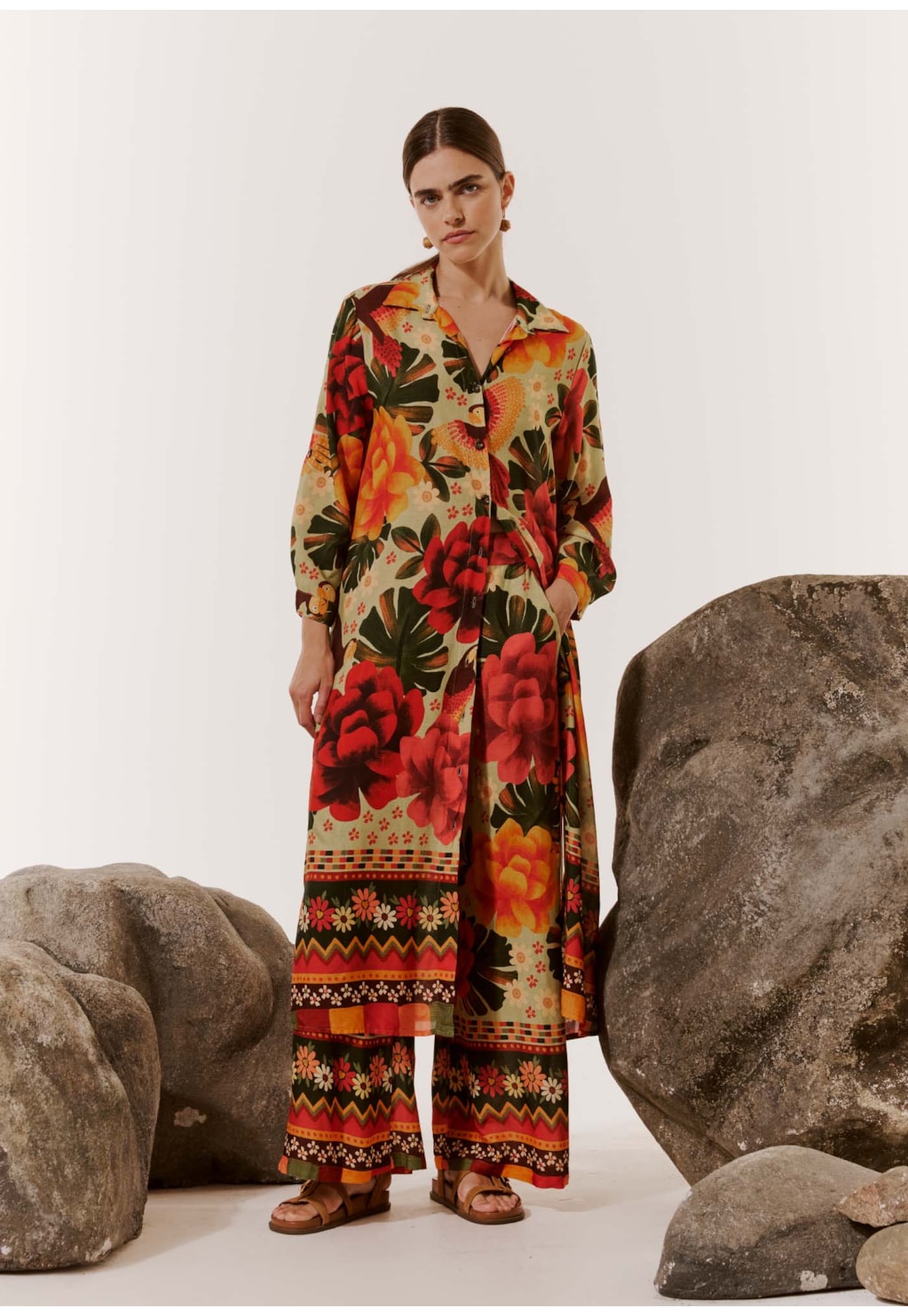 Chemise Tecido Estampada Aroeira