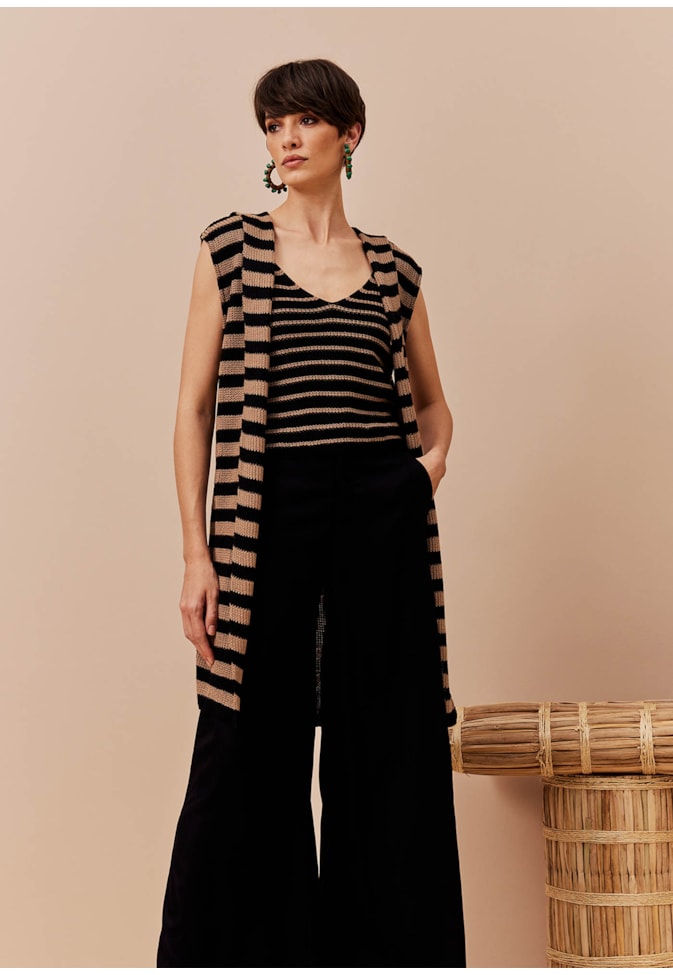 Colete Alongado Listrado