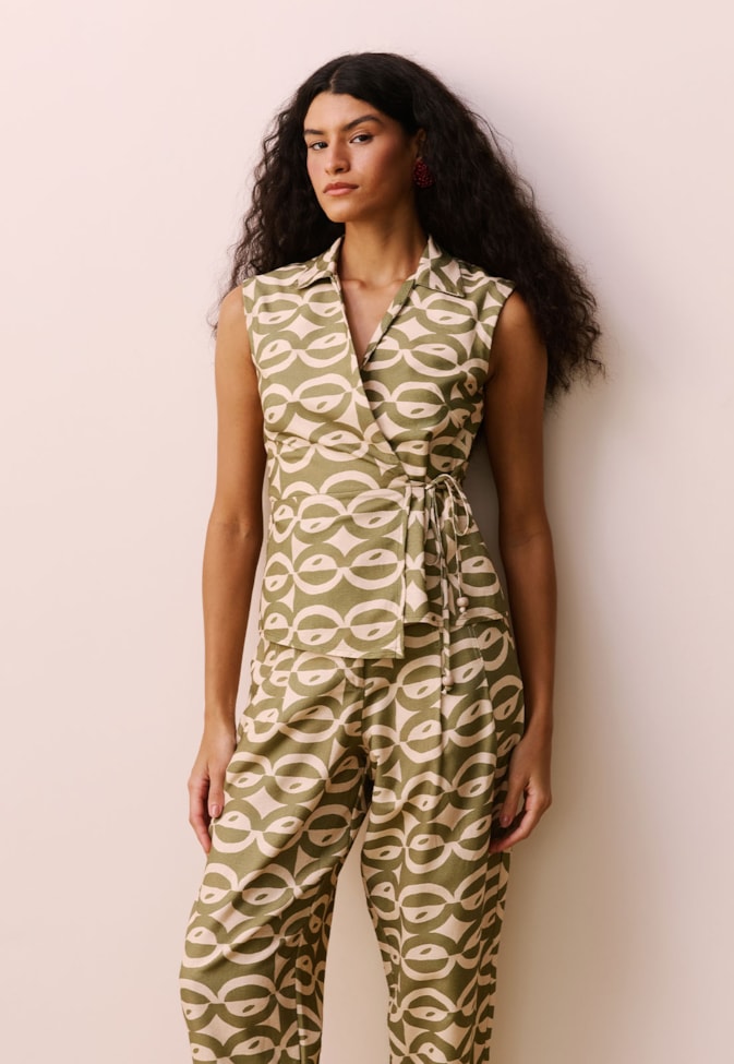 Colete Assimétrico Estampado Kakawa