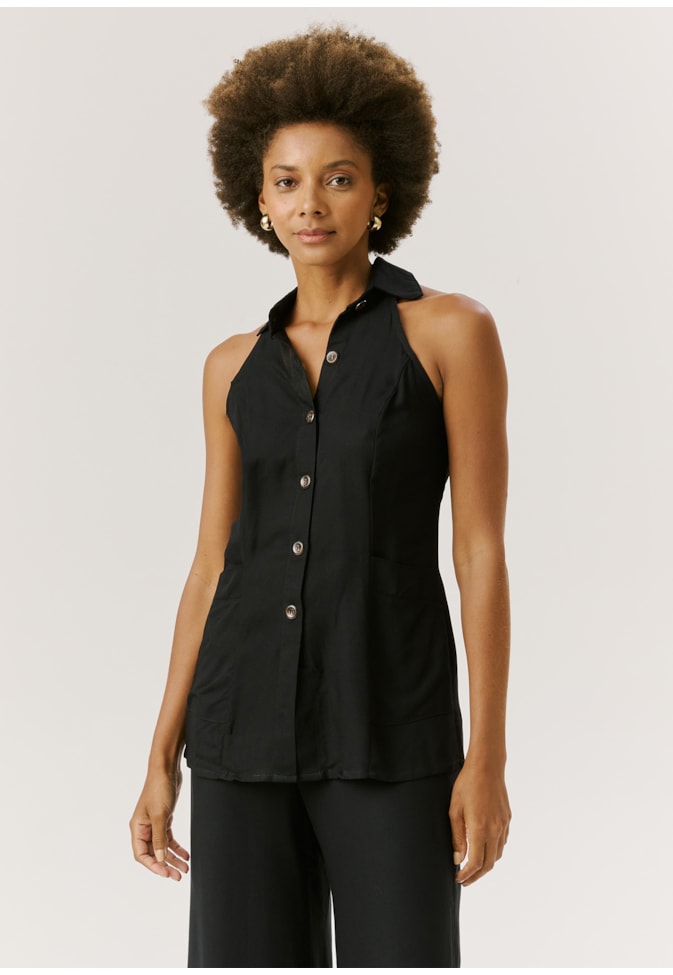 Colete Botões Aberto Costas