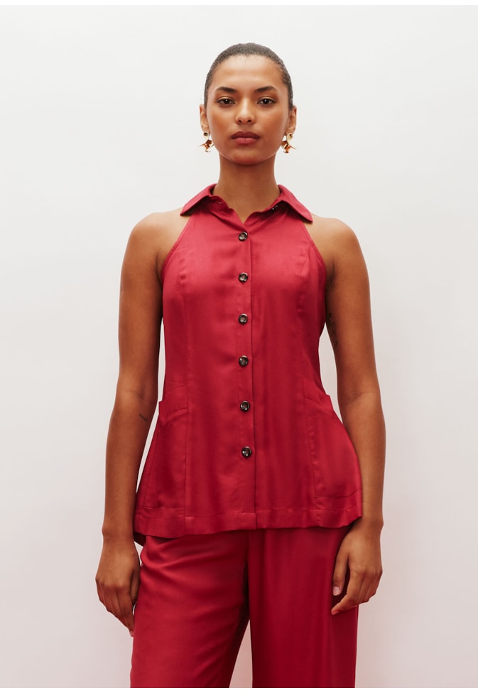 Colete Botões Aberto Costas