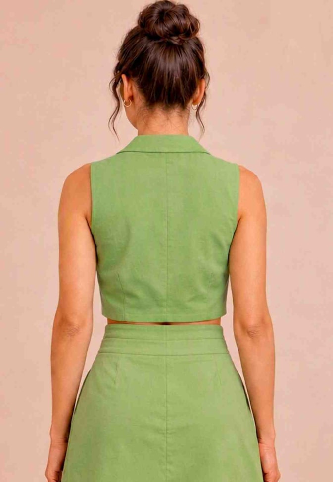 Colete Cropped Alfaiataria Liso