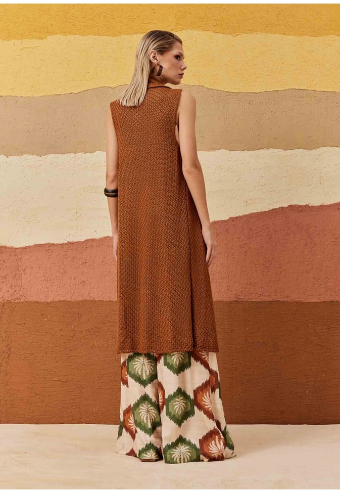 Colete Longo Fendas Tricot