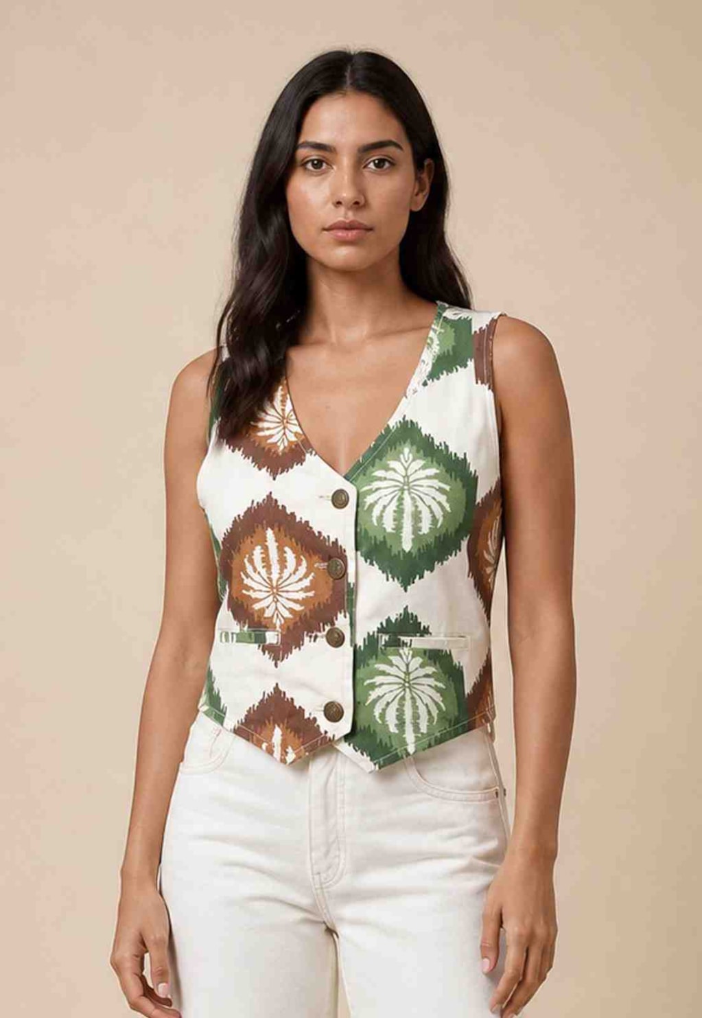 Colete Sarja Estampado Andina