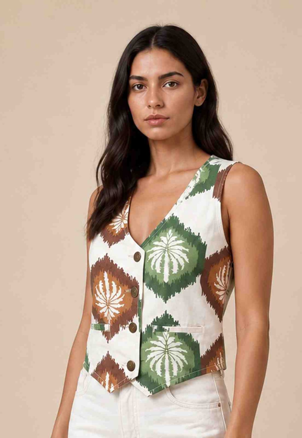 Colete Sarja Estampado Andina