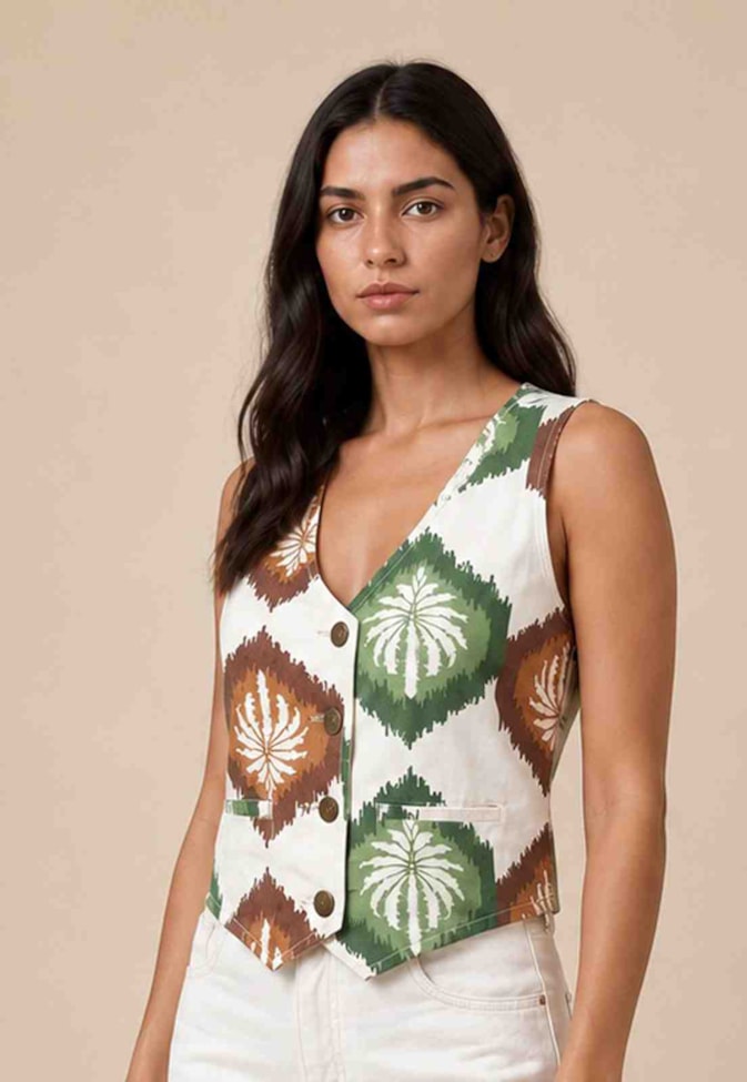 Colete Sarja Estampado Andina
