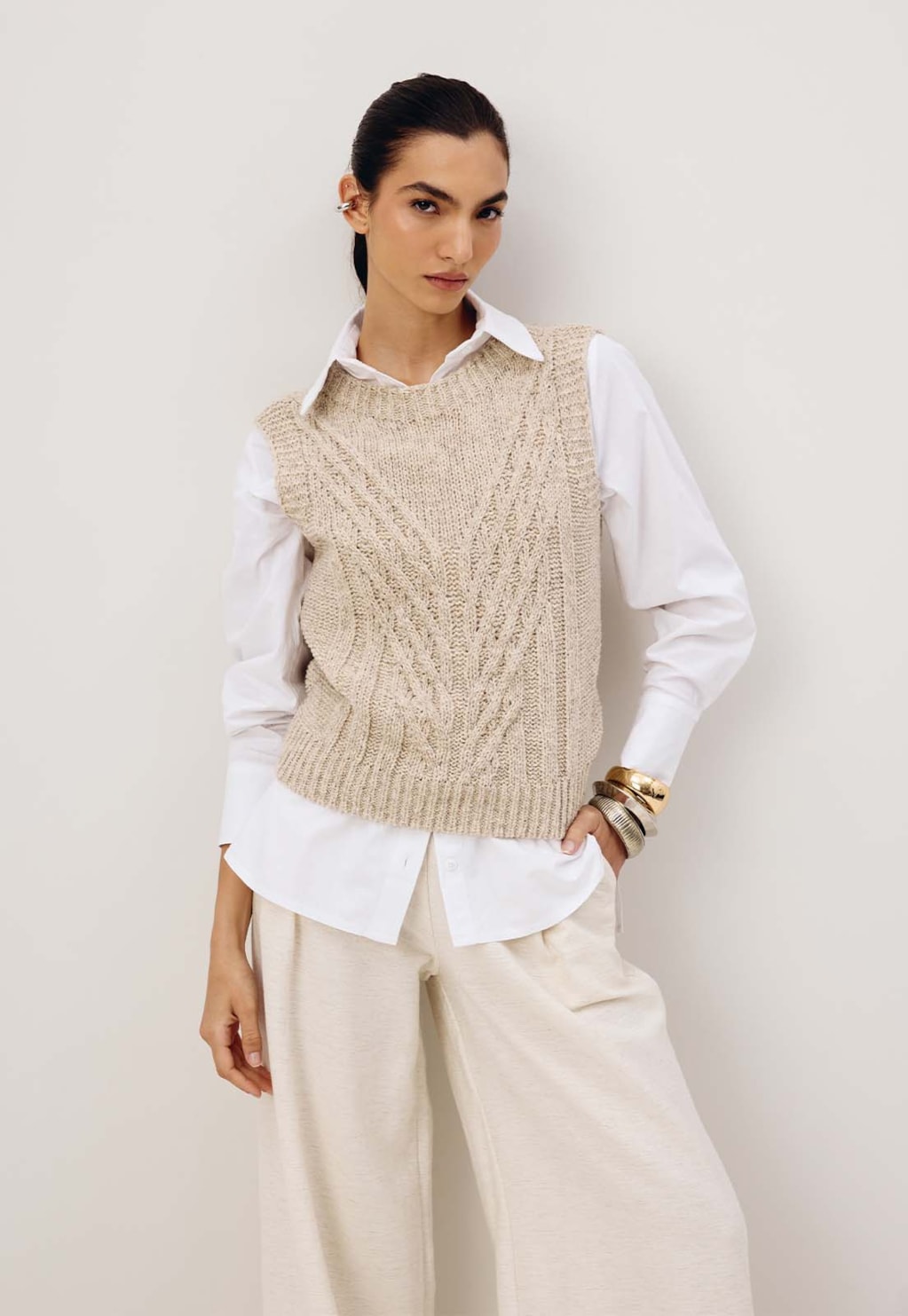 Colete Tranças Tricot