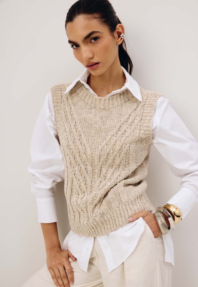 Colete Tranças Tricot