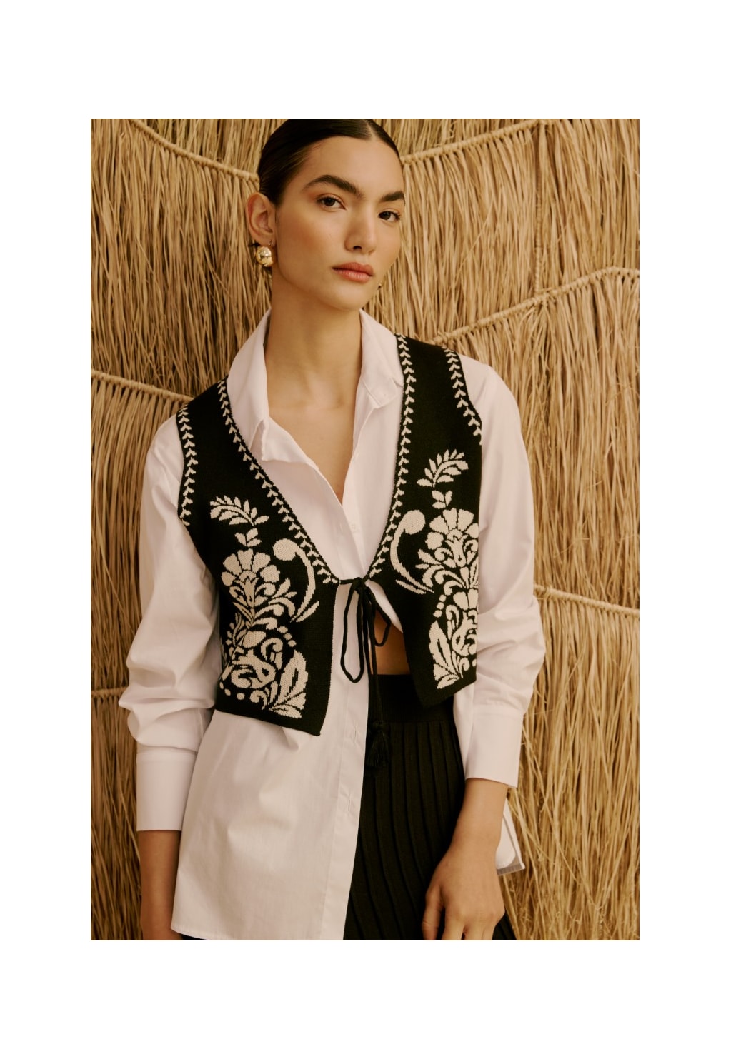 Colete Tricot Jacquard Boho