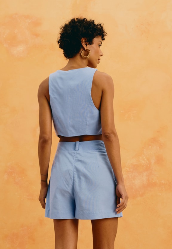 Coletinho Cropped Liso Vista Traseira