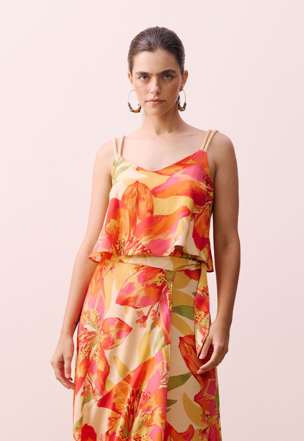 Cropped Alça Corda Estampado Carimbó