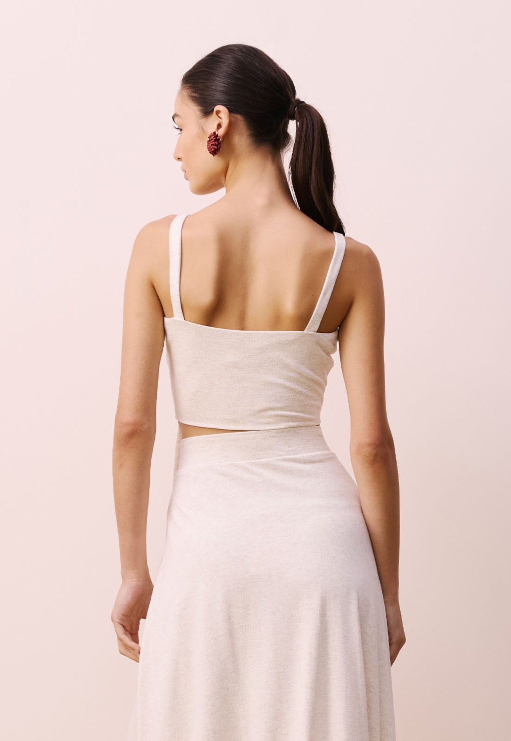 Cropped Alça Fina Faixa Frontal