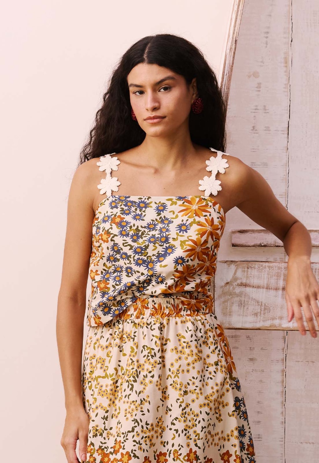 Cropped Alça Flor Estampado Jambú