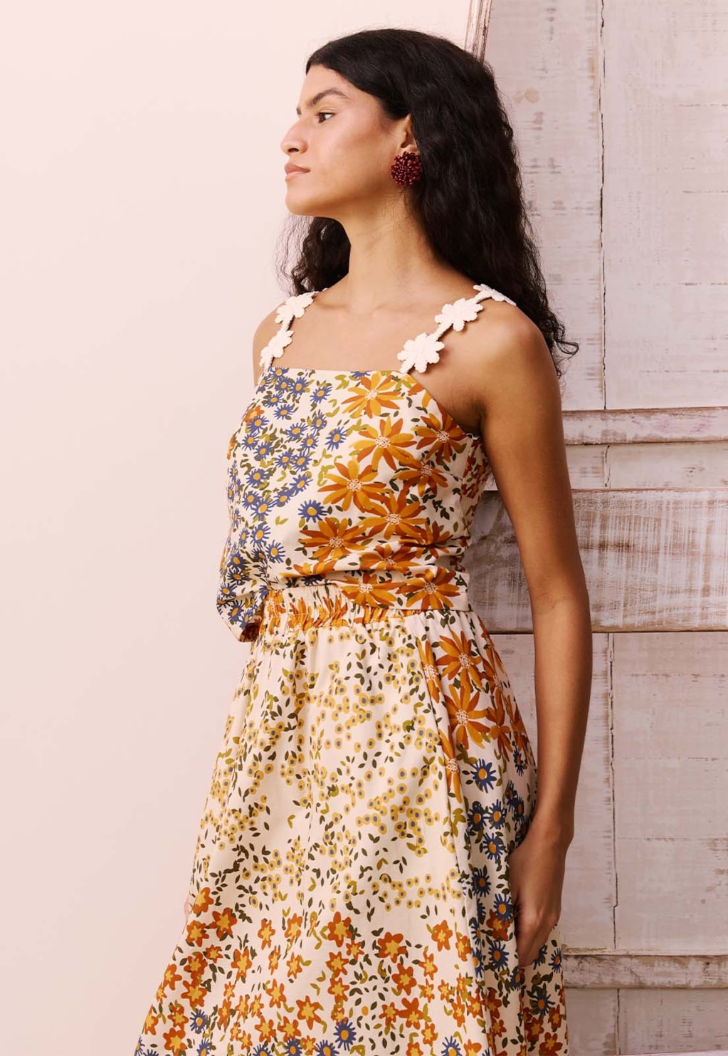 Cropped Alça Flor Estampado Jambú