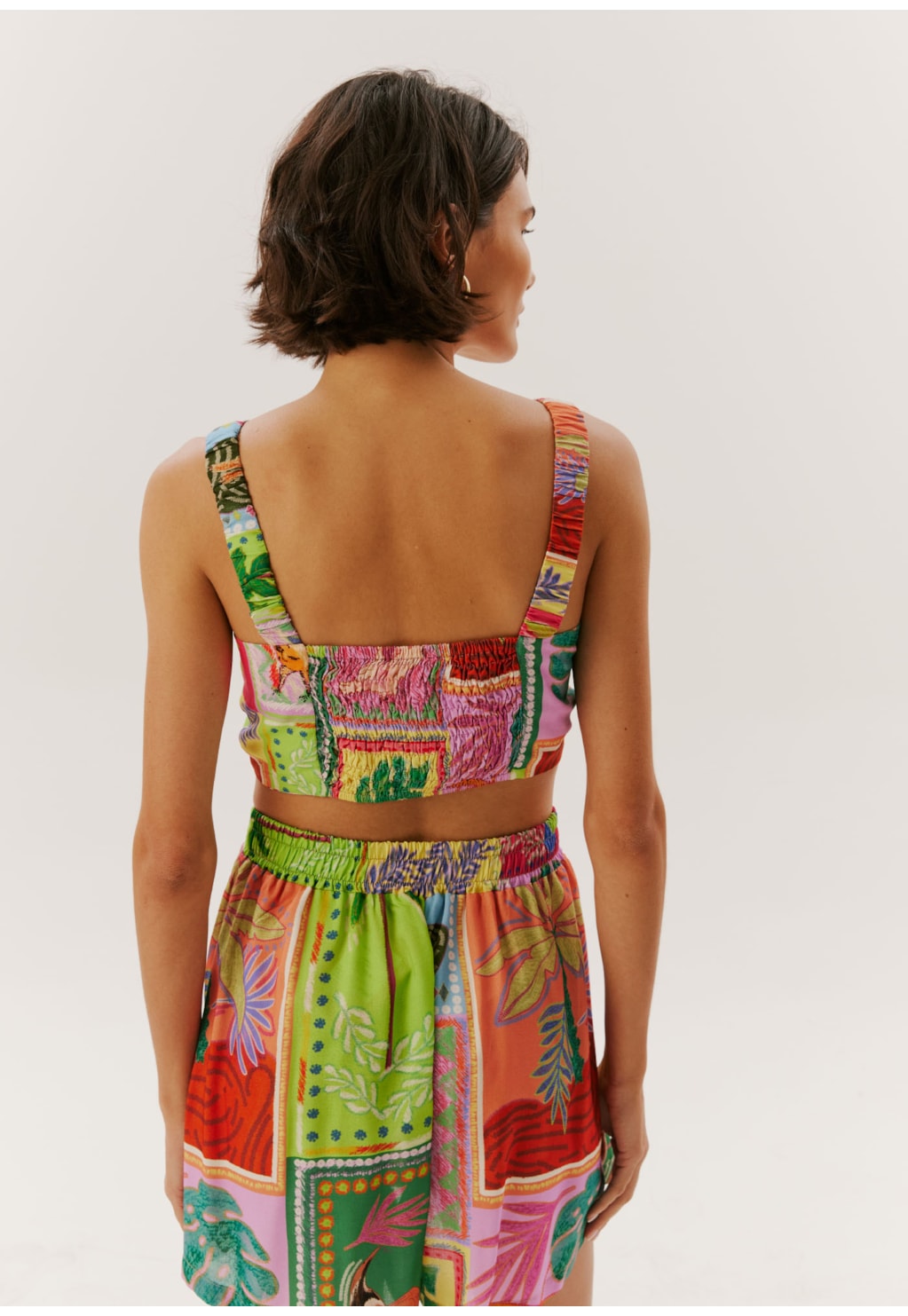 Cropped Alça Franzida Estampado El Salvador