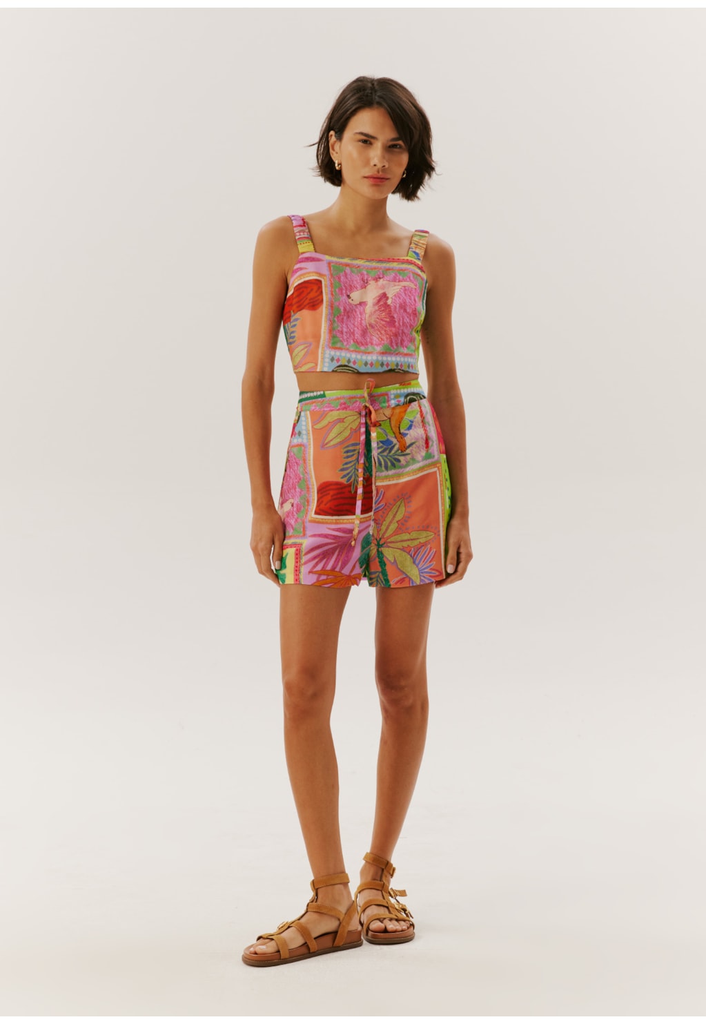 Cropped Alça Franzida Estampado El Salvador