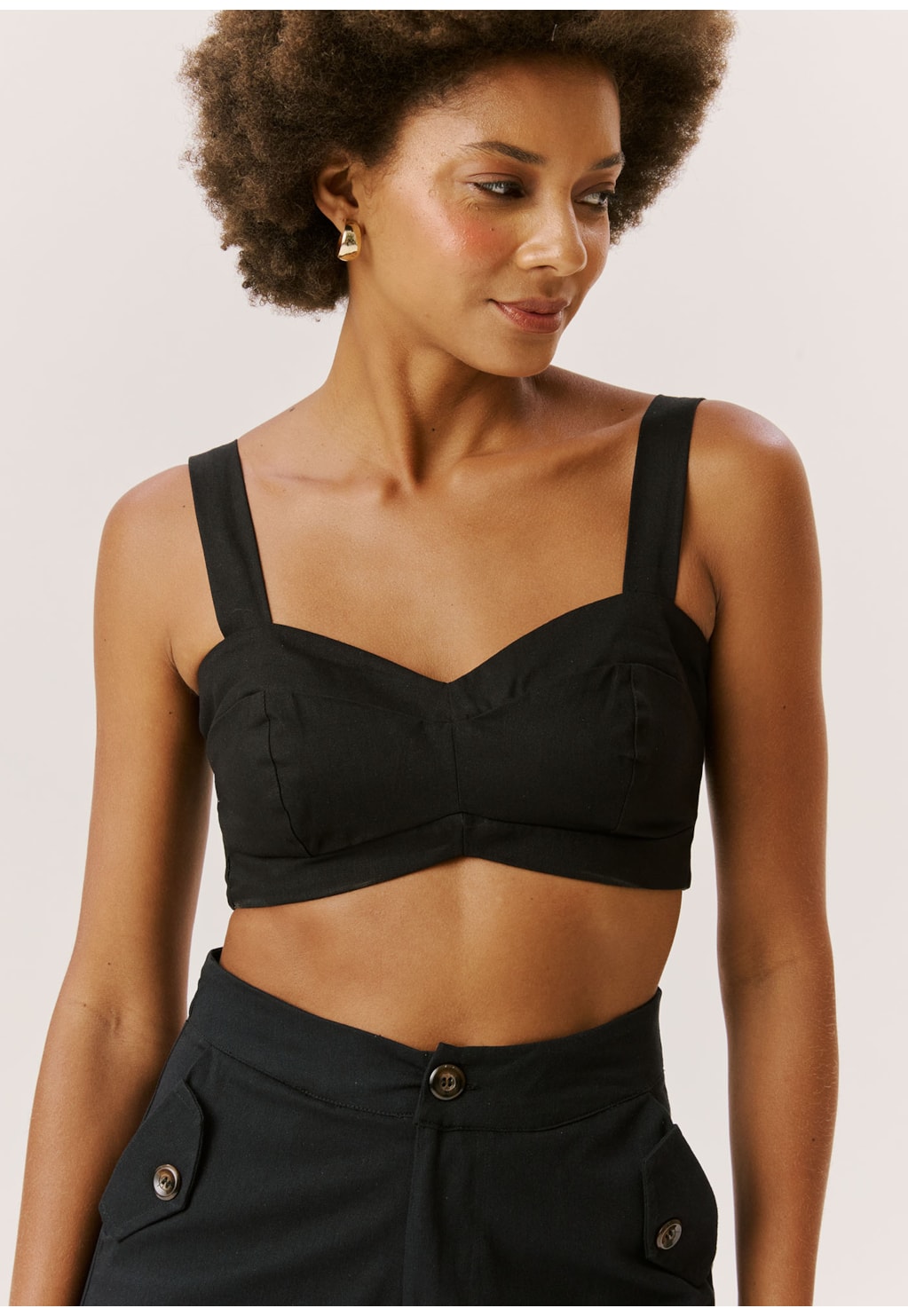 Cropped Alça Larga Recortes