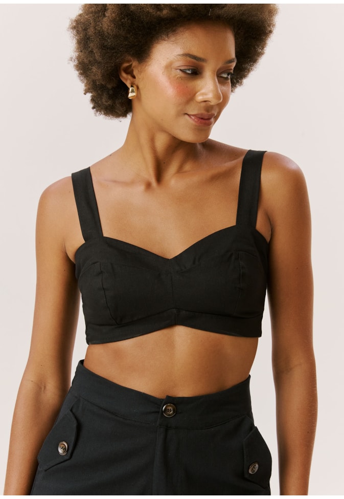 Cropped Alça Larga Recortes