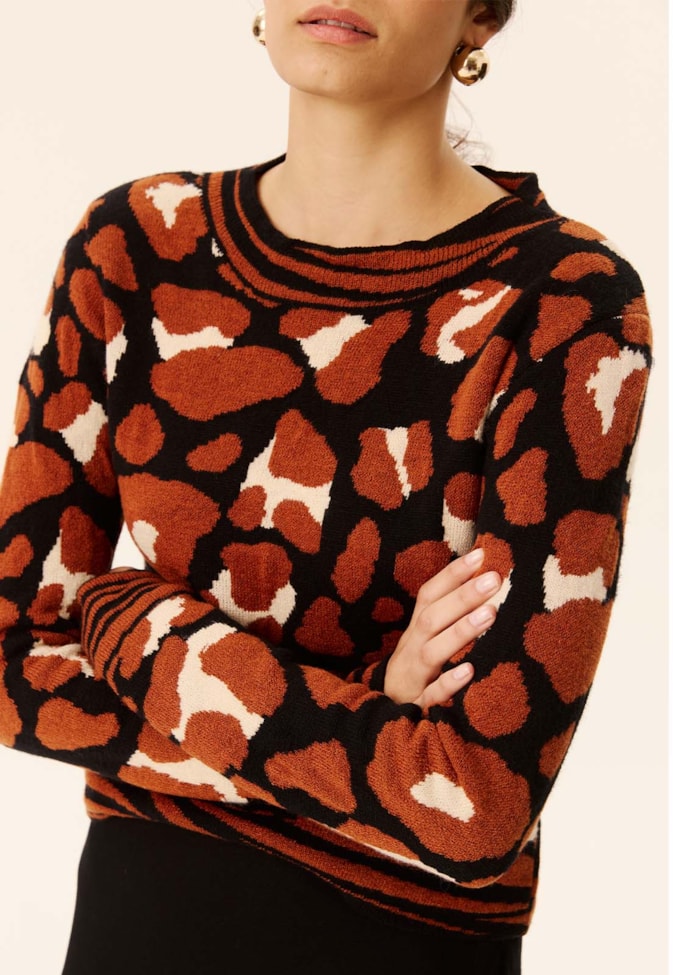 Cropped Alongado Animal Print Tricot