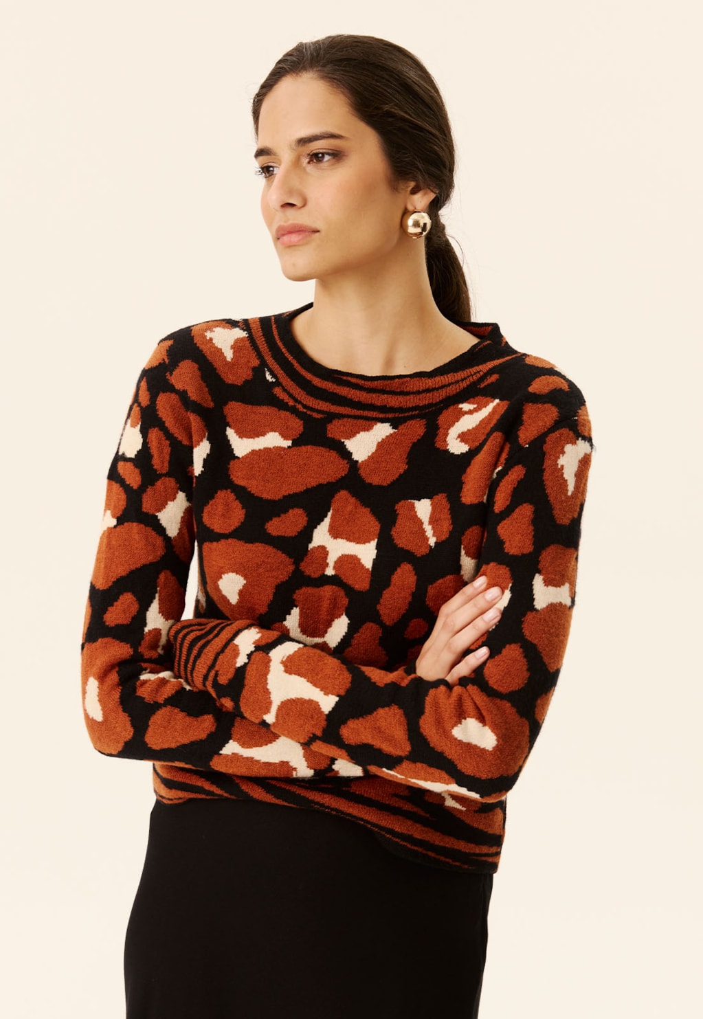 Cropped Alongado Animal Print Tricot
