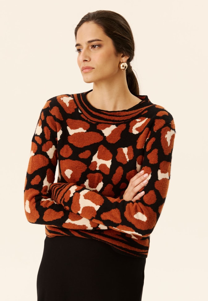 Cropped Alongado Animal Print Tricot