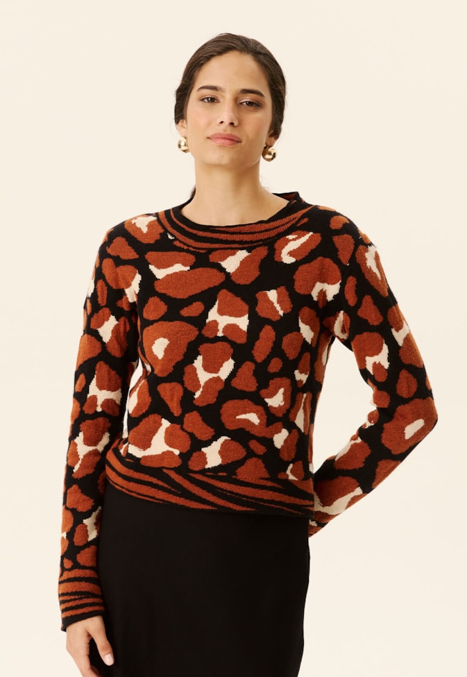 Cropped Alongado Animal Print Tricot