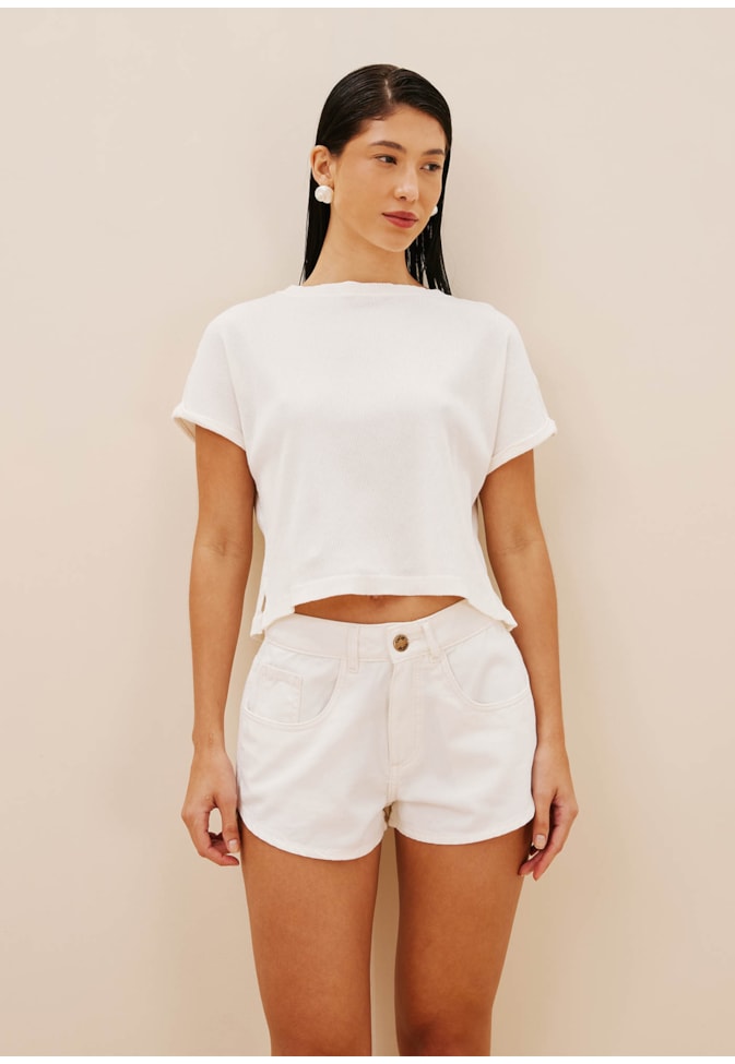 Cropped Alongado Fenda Lateral