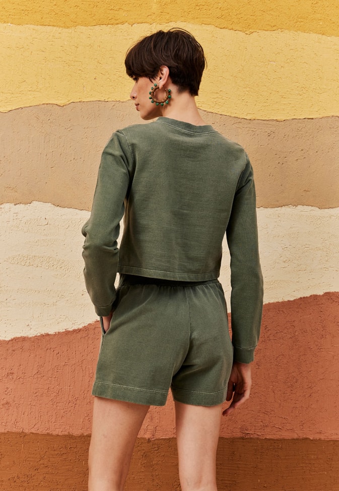 Cropped Alongado Manga Longa Estonado 