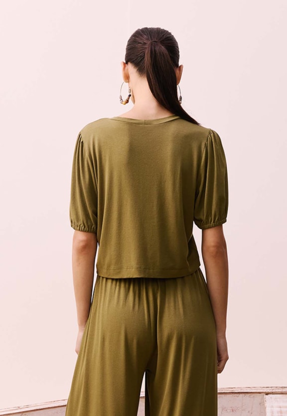 Cropped Alongado Manguinha Bufante Vista Traseira