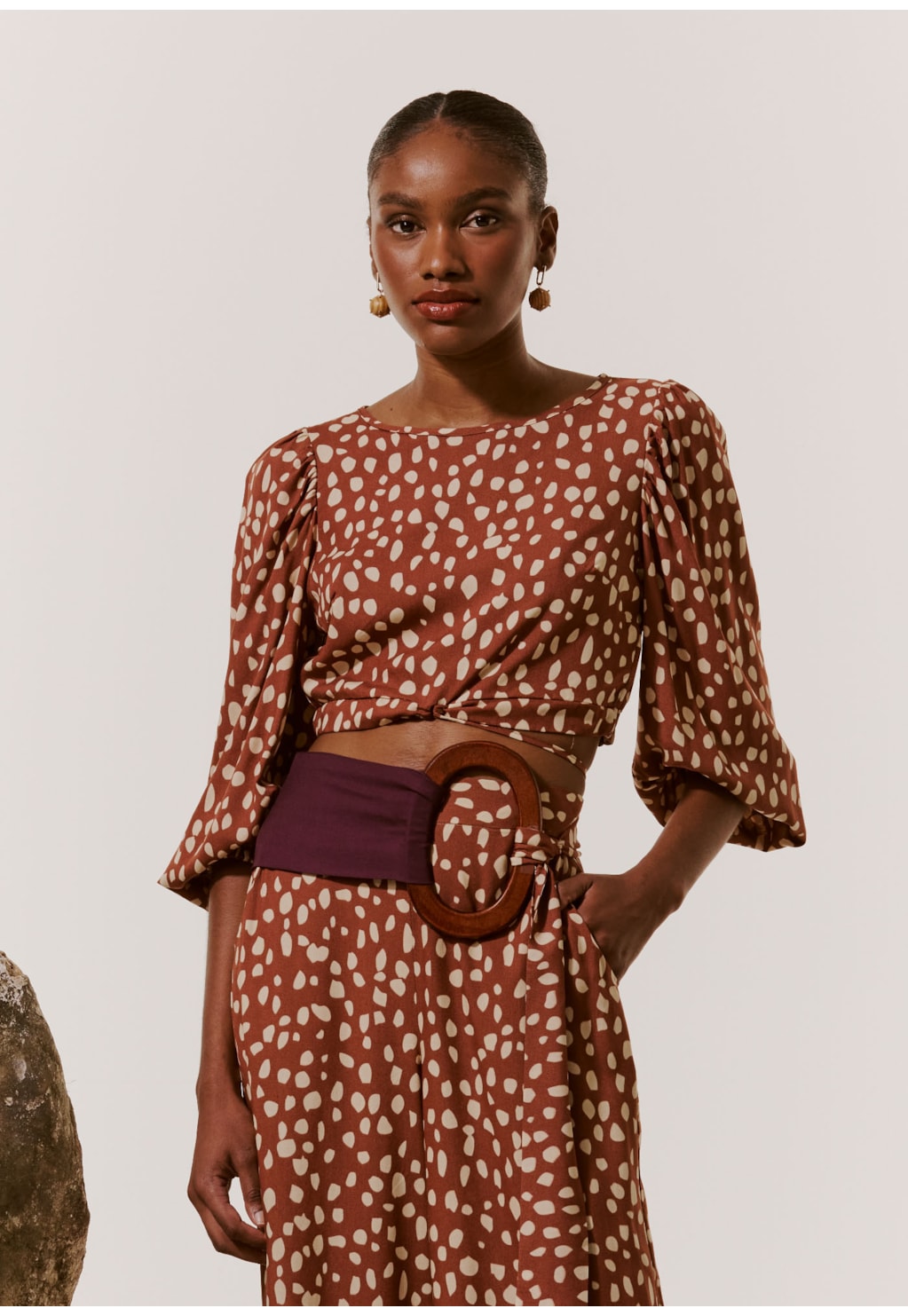 Cropped Amarração c/ Manga Bufante