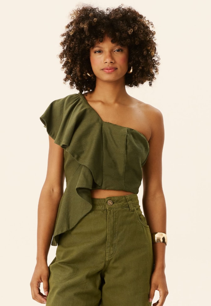 Cropped Babados Assimétricos