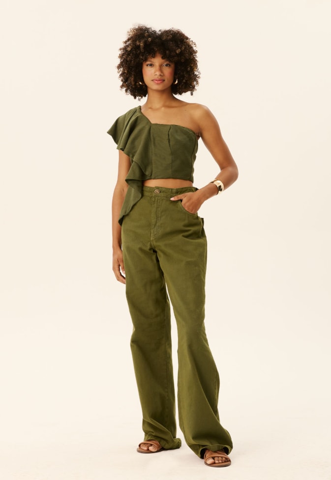 Cropped Babados Assimétricos