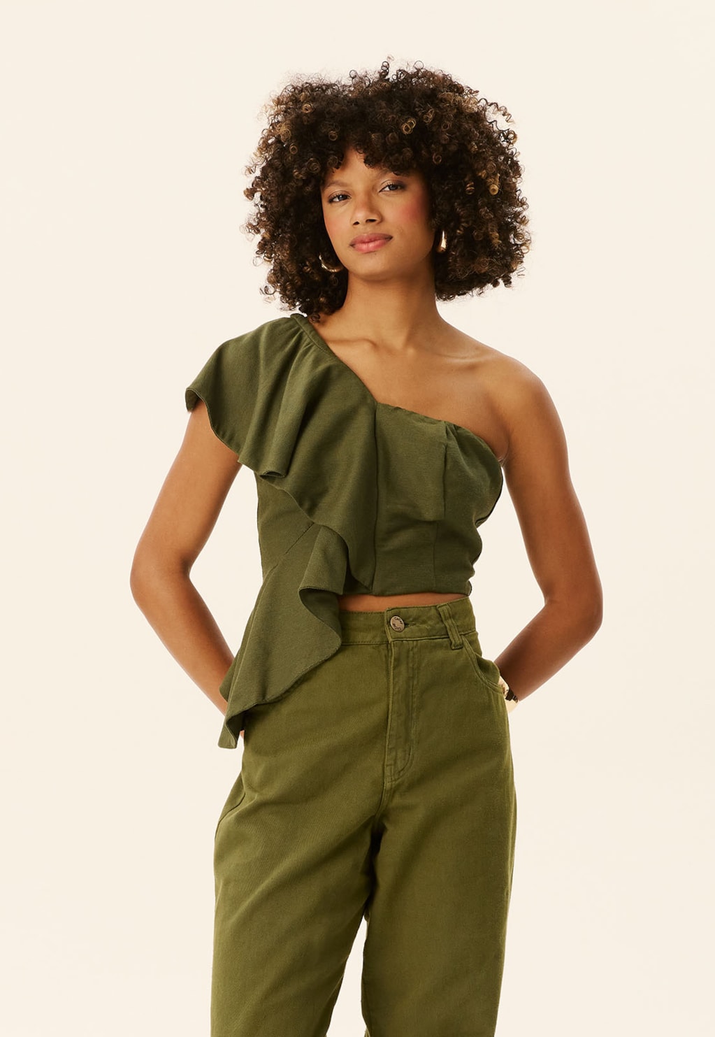 Cropped Babados Assimétricos