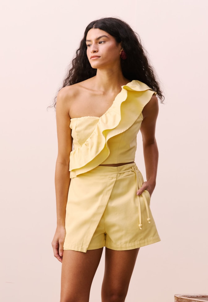 Cropped Babados Ombro Só 