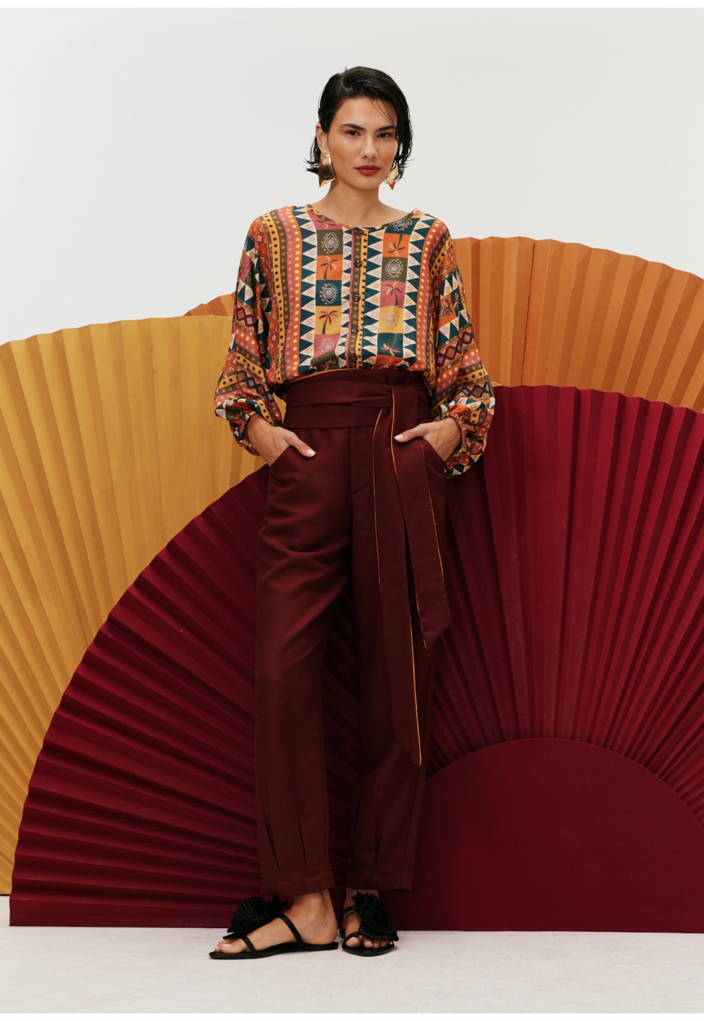 Cropped Blusado Estampado Batucalê