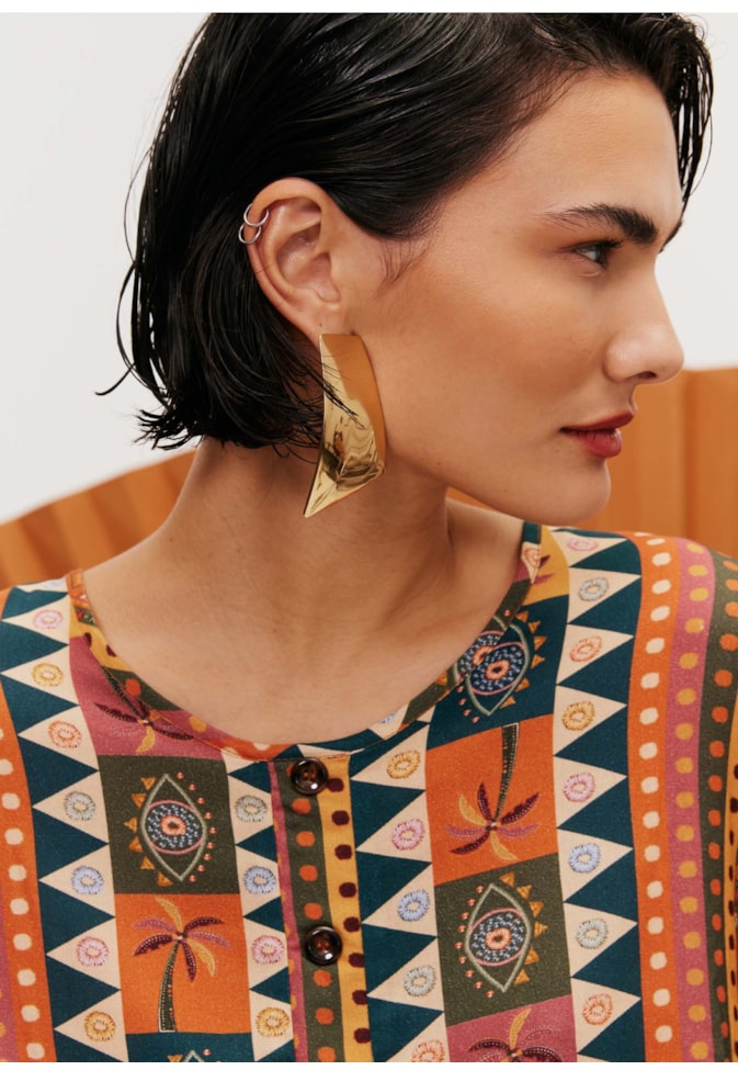 Cropped Blusado Estampado Batucalê