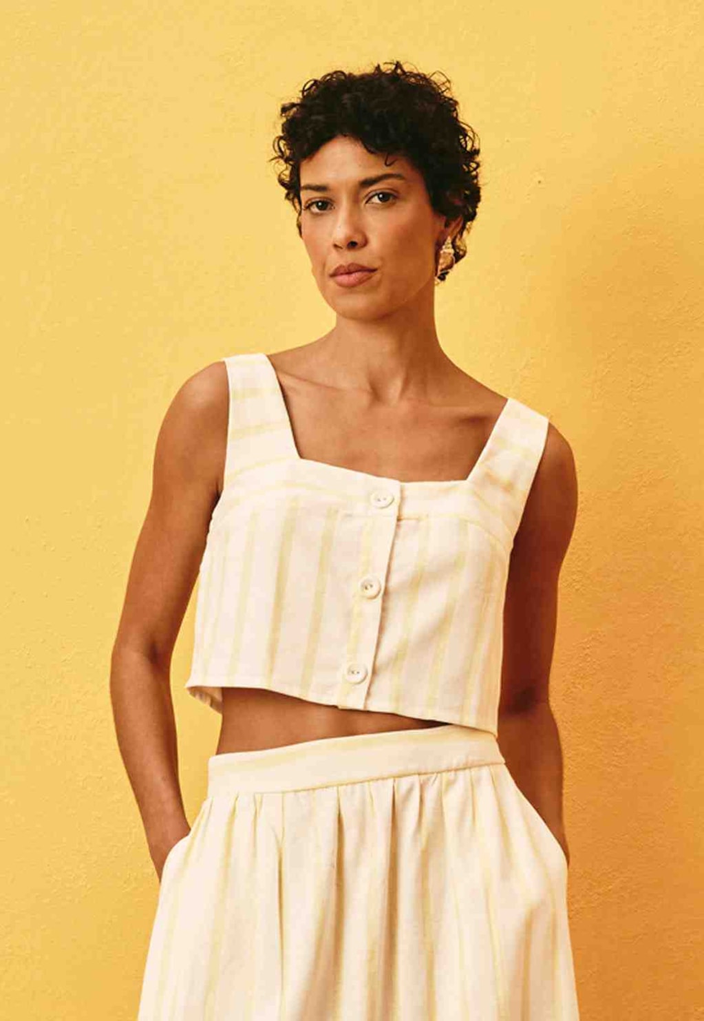 Cropped Botões Listrado 
