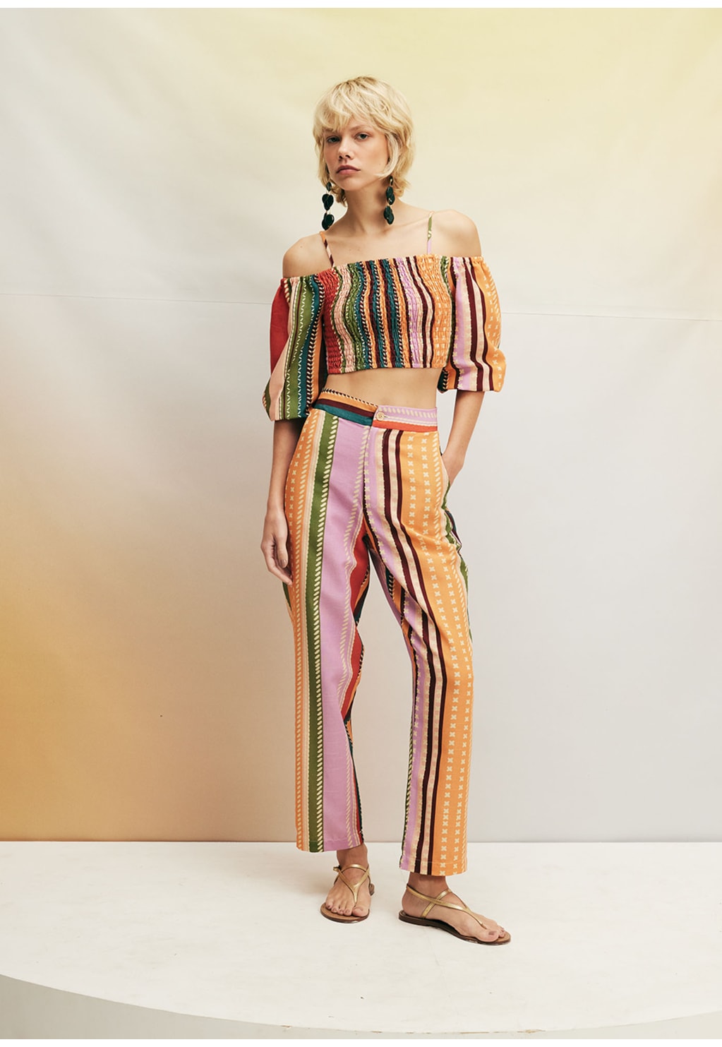 Cropped com Lastex Estampado Bonfim