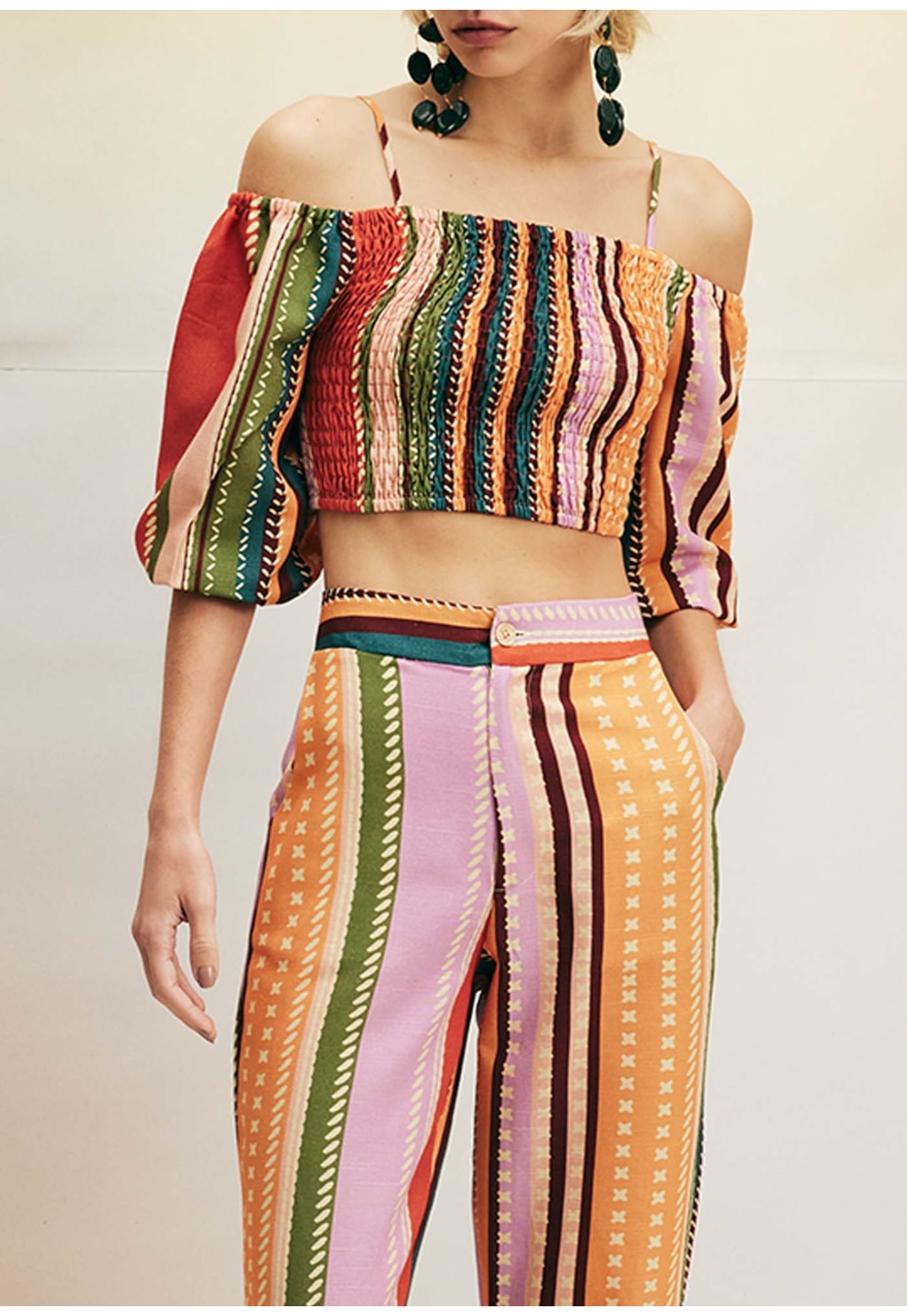 Cropped com Lastex Estampado Bonfim