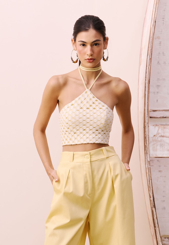 Cropped Com Malha Rendada