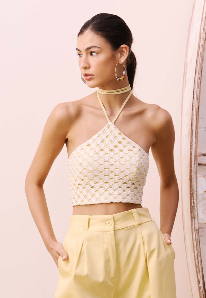 Cropped Com Malha Rendada