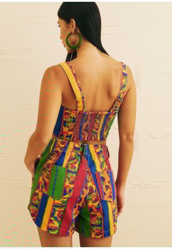 Cropped Corselet Estampado Caminito