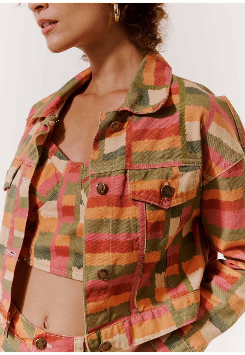 Cropped Corset Sarja Estampado Ciranda