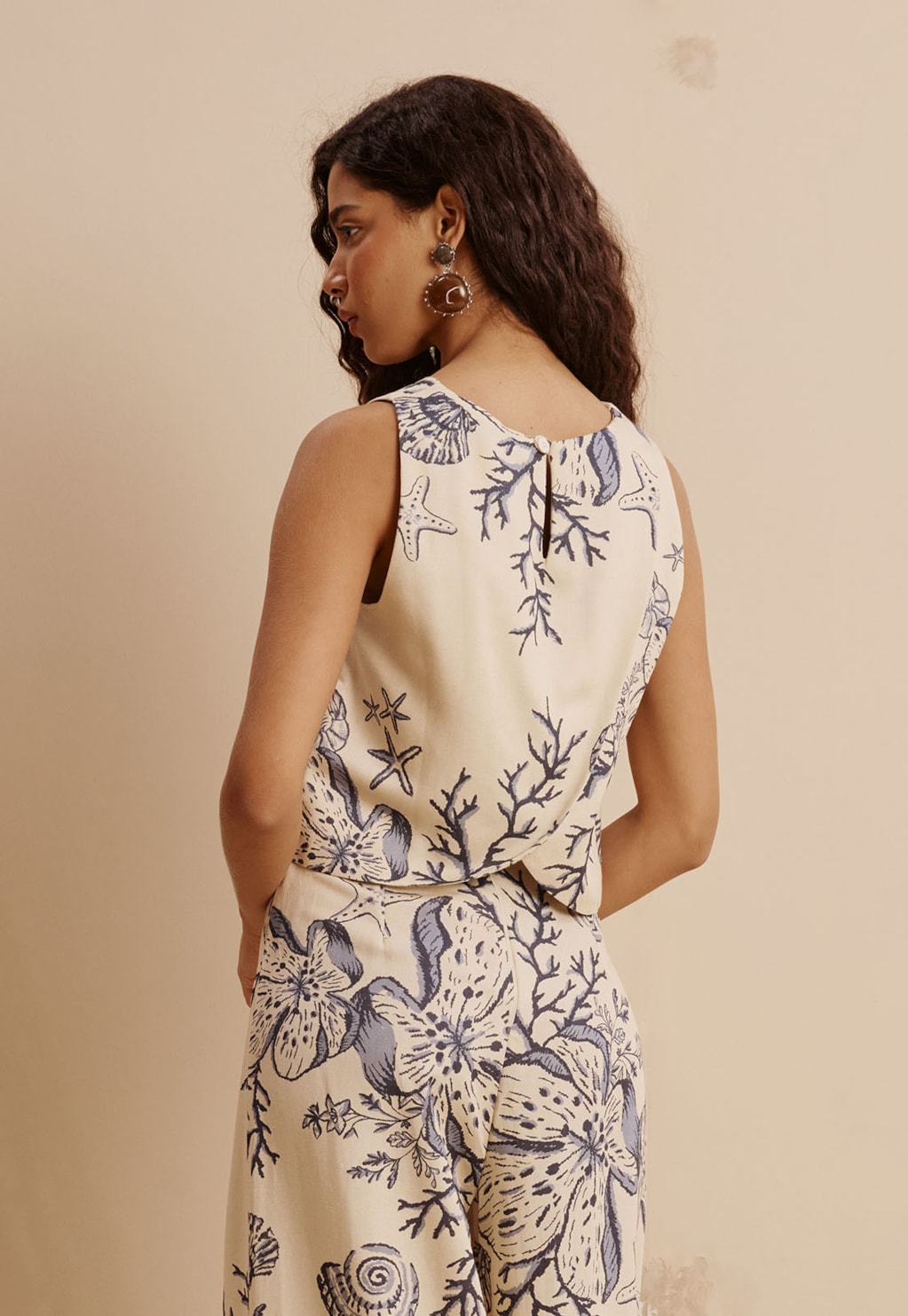 Cropped Costas Transpassada Estampado Murere