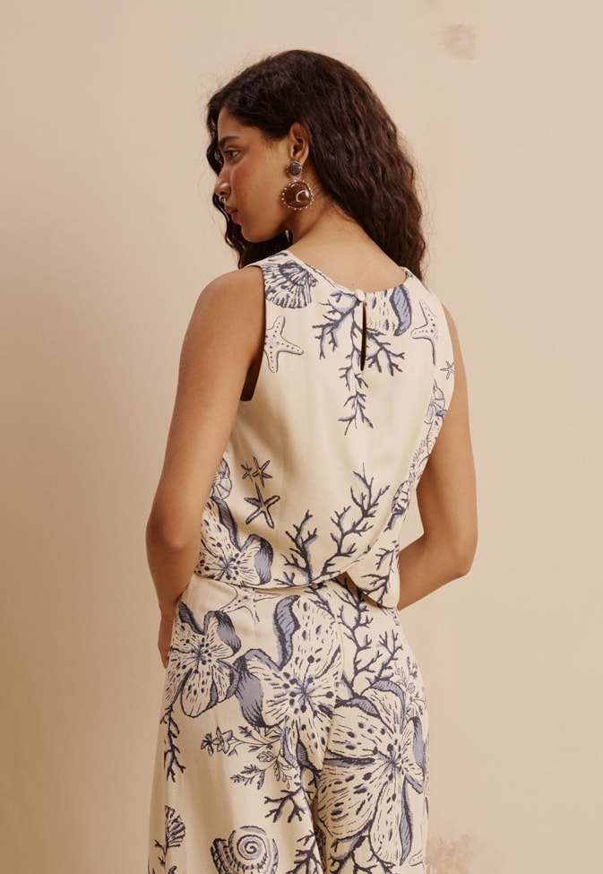 Cropped Costas Transpassada Estampado Murere