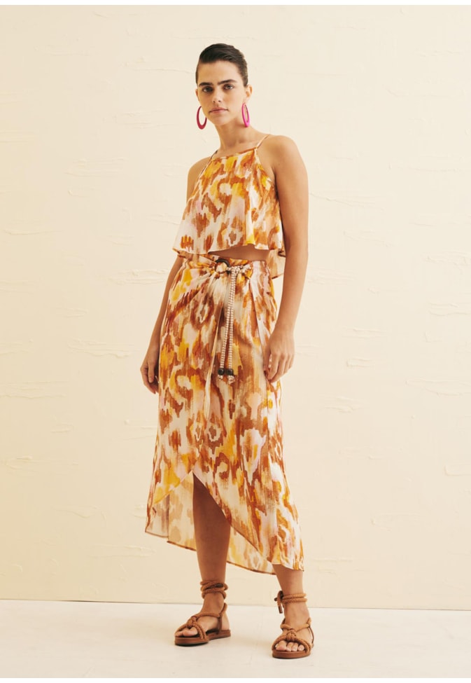 Cropped Decote Alto Estampado Ica