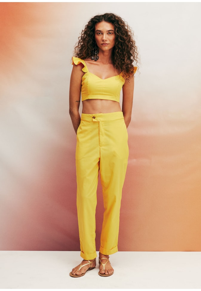 Cropped Decote V liso