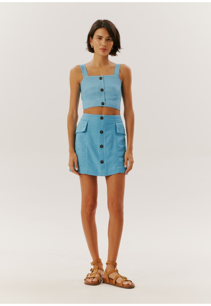 Cropped Detalhe Abotoamento Liso